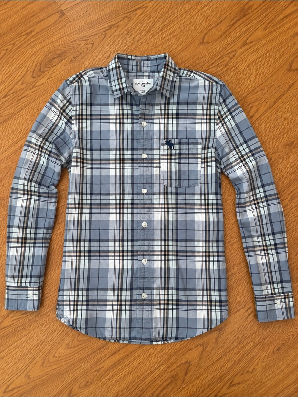 Abercrombie & Fitch Light Blue and White Plaid Button-Down Shirt